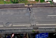 Viaduto que liga Marginal Tietê (SP) à Via Dutra está interditado e exige atenção dos motoristas Rachaduras causaram interdição de viaduto. (Foto: Reprodução/Globo)